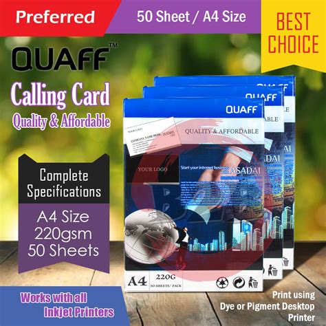 Quaff Double Sided Calling Card Paper Matte Gsm Gsm Shopee