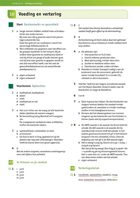 Uitwerkingen Hst 10 Voeding En Vertering Biologie Studeersnel