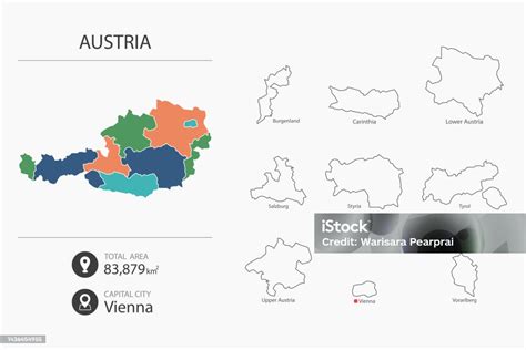 Mappa Dellaustria Con Mappa Dettagliata Del Paese Elementi Della Mappa