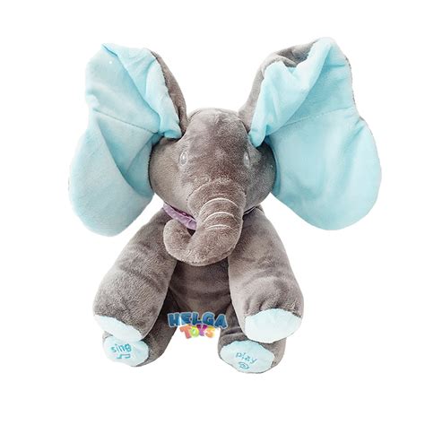 Jucarie Interactiva Elefant Cucu Bau Peek A Boo Blue Helgatoys Ro