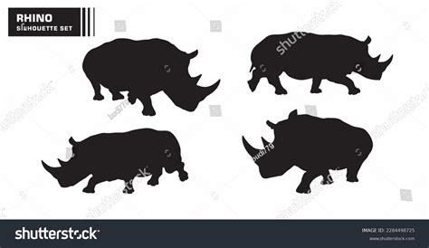 Rhino Character Silhouette Set Vector Stock Vector Royalty Free