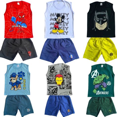 Kit Sortido Pe As De Roupas Infantil Camisetas Bermudas