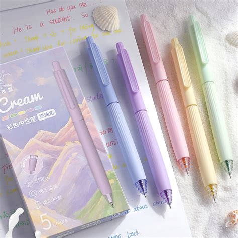 Penlab 5pcs Multi Color Gel Pens Set Cream Morandi Retro 0 5mm