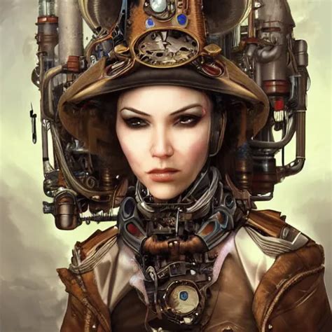 Portrait Painting Of A Steampunk Cyborg Princess Stable Diffusion