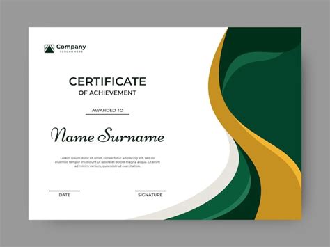 Elegante Verde Con Plantilla De Dise O De Vector De Certificado De