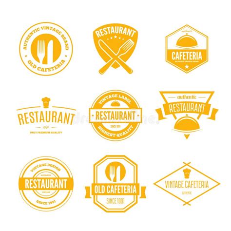 Restaurant Logos Badges And Labels Design Elements Set In Vintage