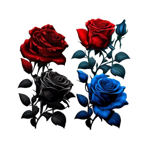 Black roses mixed with red and blue roses AI Generative 27536477 PNG