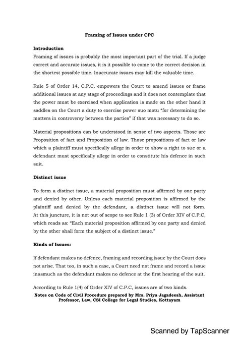 Framing Of Issues Under Cpc 3 Year 5 Year LL B Scanned By