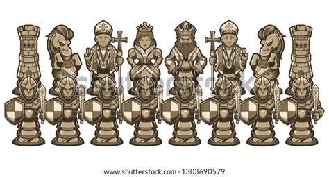 Full Set White Cartoon Chess Piece Stock Vector (Royalty Free ...