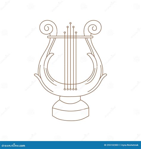 Ancient Lyre Icon Harp Hand Drawn Musical Instrument Stock Vector