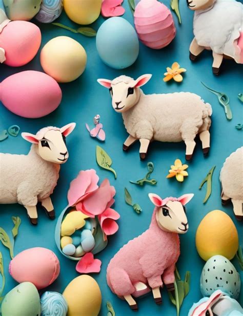 Easter Lamb And Eggs Art Print Free Stock Photo Public Domain Pictures