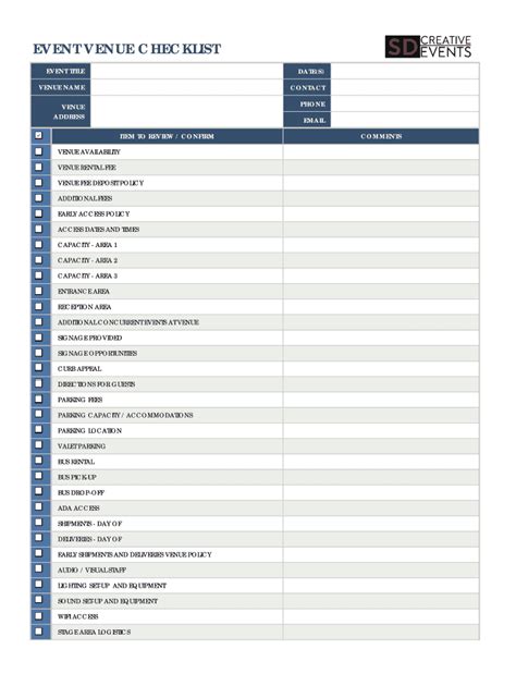 Event Venue Checklist Template Complete With Ease Airslate Signnow