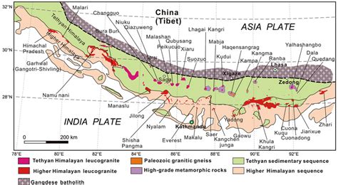 Simplified Geological Map Showing The Distribution Of Himalayan