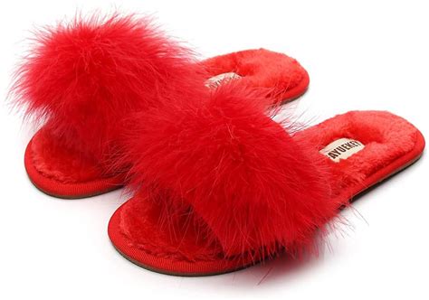 Fayuekey Real Fur Slippers For Women Summer Autumn Fluffy