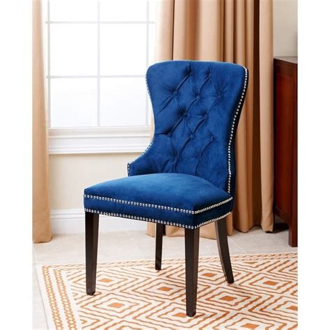 Abbyson Wilton Tufted Velvet Dining Chair In Navy Blue Br Dc 2581227 Blu