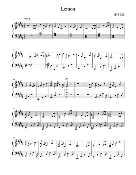 Lemon Sheet Music For Piano Solo