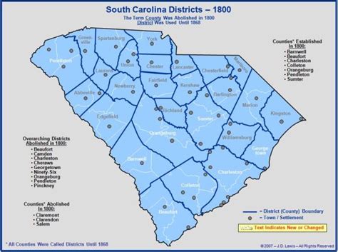 Map South Carolina 1800 Counties | Goyen Family Tree