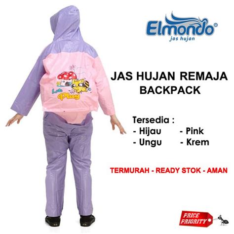 Jual JAS HUJAN REMAJA Stelan Setelan Elmondo Backpack TAS 606 TERMURAH