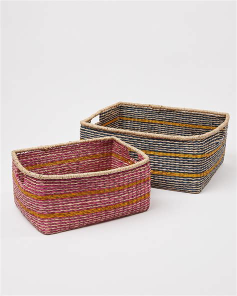 Seagrass Rectangular Storage Baskets Set Of Two Oliver Bonas