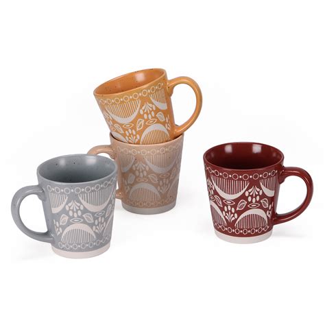 The Pioneer Woman Rose Shadow 4 Piece 18 Ounce Latte Mug Set