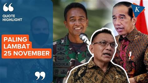 Pimpinan Dpr Berharap Jokowi Kirimkan Surpres Pergantian Panglima Tni