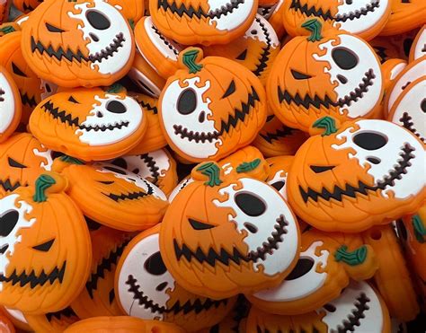 Silicone Jack Skellington Pumpkin Beads High Quality Craft Supply