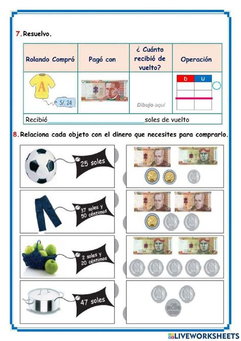 Monedas Y Billetes Worksheet School Subjects Coding School