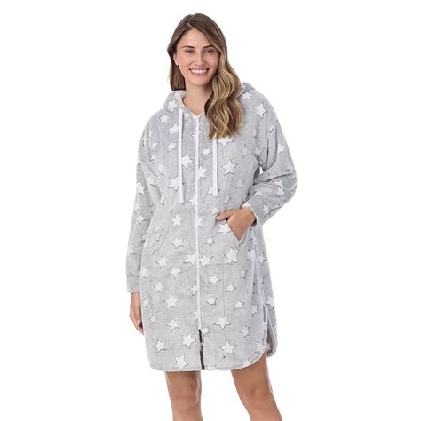 womens cuddl duds hooded plush zip robe