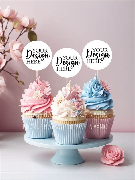 Cupcake Toppers Mockup Cupcake Mockup Birthday Wedding Cupcake