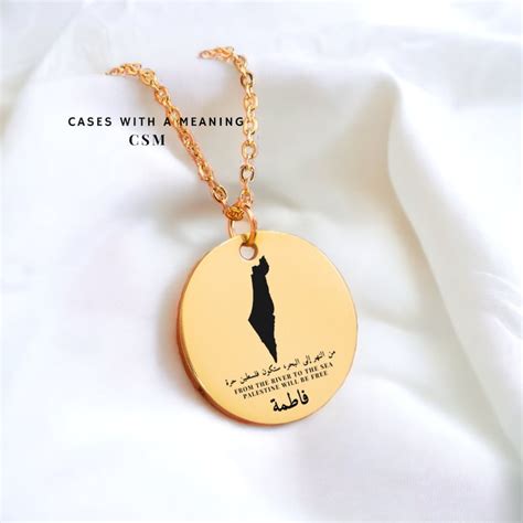 Palestine Necklace Personalised 18K Gold Plated Arabic Name Necklace