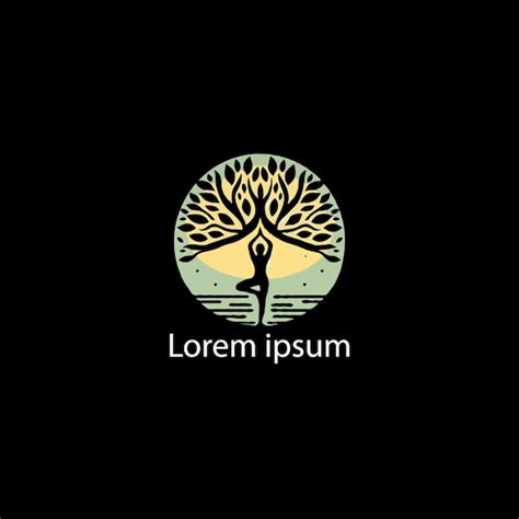 Un logotipo de yoga con un árbol y una persona haciendo Vector Premium