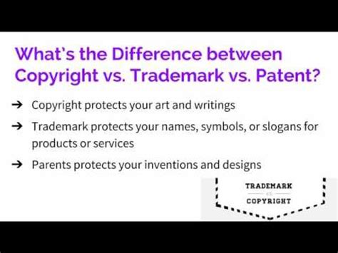 Difference Between Trademark Vs Copyright Youtube