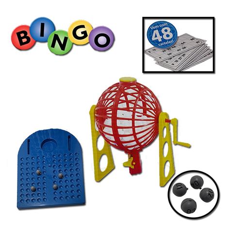 JOGO BINGO 48 CARTELAS 90 BOLINHAS GLOBO GIRATÓRIO BRINQUEDO INFANTIL