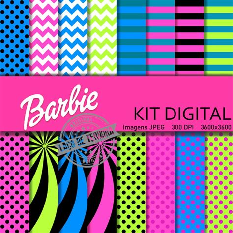 Kit Papel Digital Combinação Cores Rosa Barbie Elo7