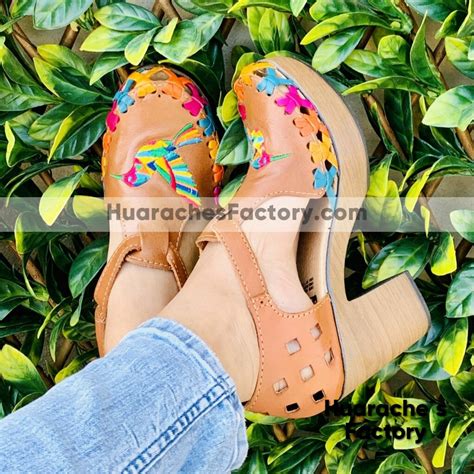 Zs Huaraches Mexicanos Artesanales Color Nuez Con Bordado De