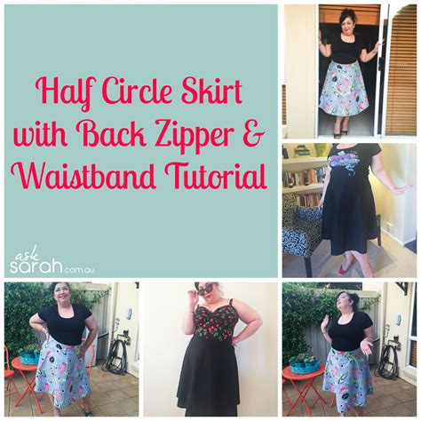 Sew Half Circle Skirt With Back Zipper Waistband Tutorial Ask Sarah