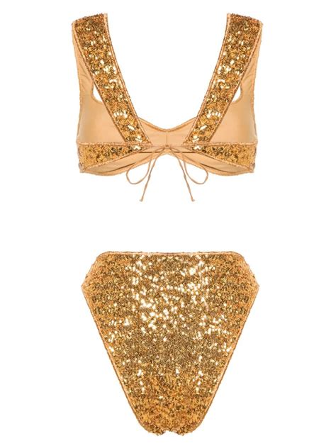 Oséree sequin embellished Sweetheart Bikini Set Farfetch