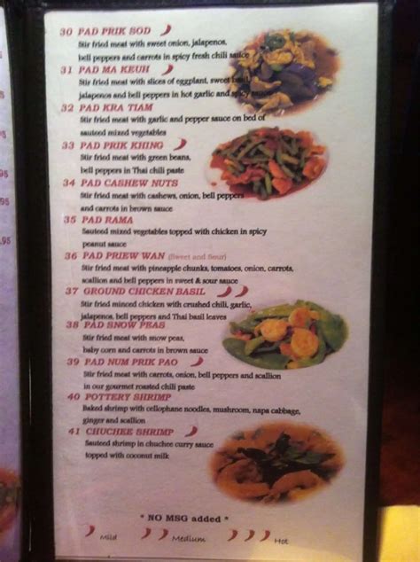 Menu At Bangkok Thai Restaurant Washington