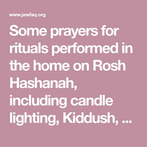 Some prayers for rituals performed in the home on Rosh Hashanah ...