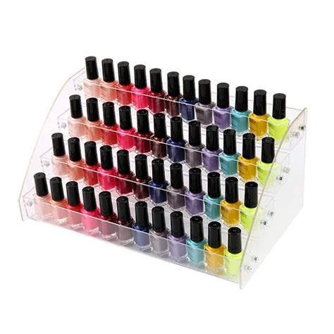 4 Tier Transparent Nail Polish Display Rack Removable Acrylic Cosmetic