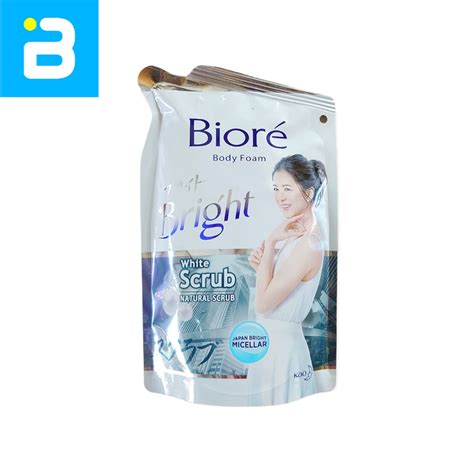 Jual Biore Body Foam Bright White Scrub Pouch 220 ML Shopee Indonesia