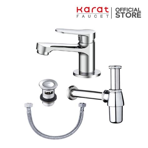 Karat Faucet ชุดเซ็ทก๊อกเดี่ยวอ่างล้างหน้า สะดืออ่าง ท่อน้ำทิ้งและ