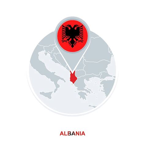 Mappa Dellalbania E Icona Della Mappa Vettoriale Della Bandiera Con L