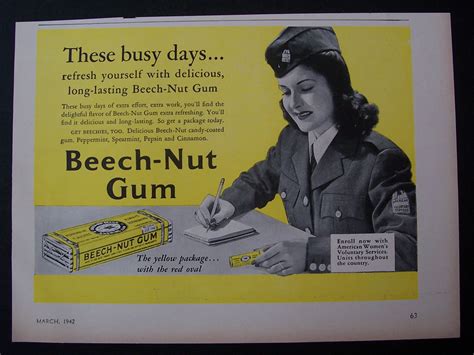 1942 Beech Nut Chewing Gum With Woman Soldier