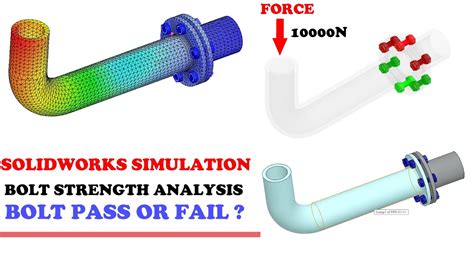 Solidworks Simulation Bolt Connection Bolt Strength Check Youtube