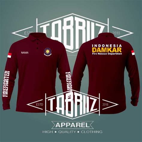 Tshirt Kaos Kerah Polo Damkar Baju Pemadam Kebakaran Lengan Panjang