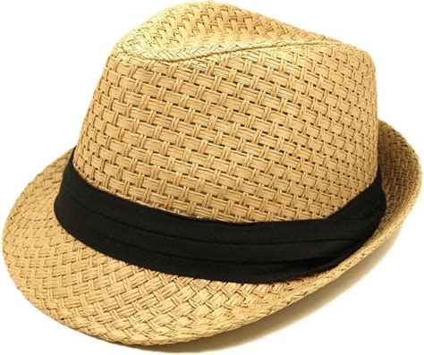 Premium Classic Tan Fedora Straw Hat With Black Band At Amazon Womens Clothing Store Womens Fedora