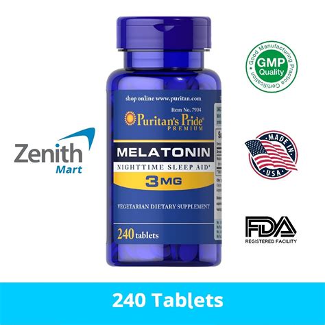 Puritans Pride Melatonin 3 Mg 100 Drug Free Night Time Sleep Aid