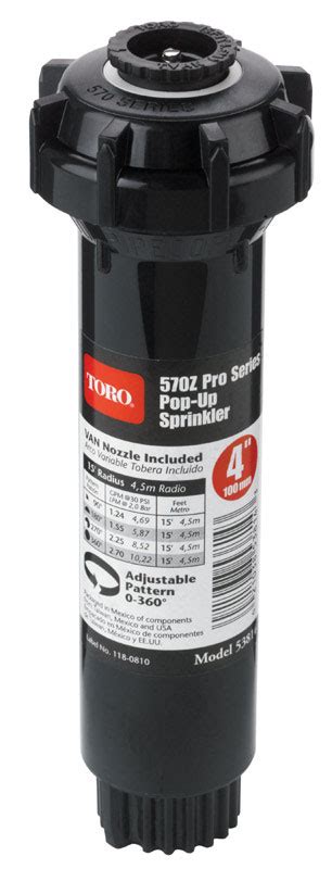 Toro 570z Pro Series 4 In H Adjustable Pop Up Sprinkler 15 Ft