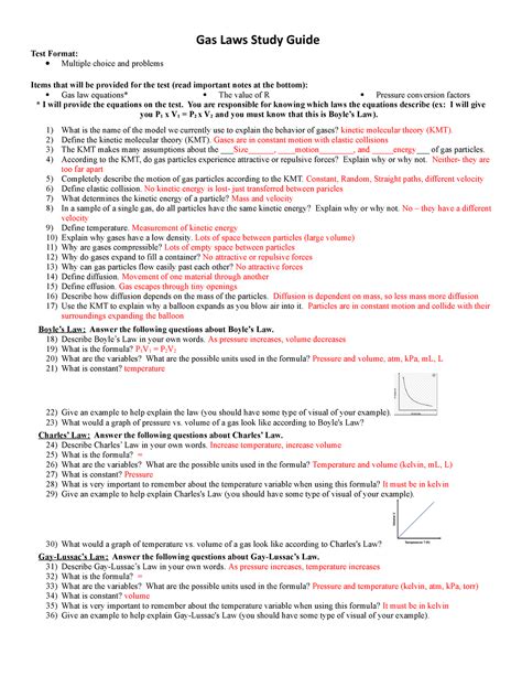 Gas Laws Study Guide Key Gas Laws Study Guide Test Format Multiple